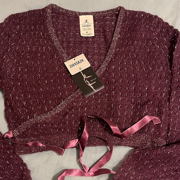 Wrap Knit Ballet Crop Sweater Top Pink Barbie Purple Sheer Blouse Kawaii Pastel - Picture 12 of 17